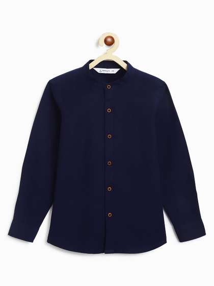 Campana Boys Mandarin
                      Collar Solid Cotton Shirt
