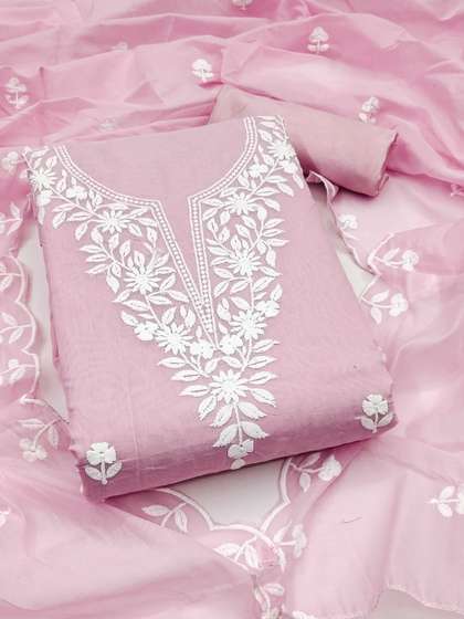 KALINI Embroidered
                          Pure Cotton Unstitched Dress Material