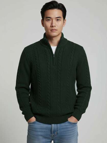 fashlook Men Cable
                        Knit Woollen Pullover