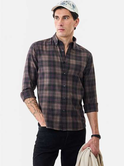 Snitch Men Slim Fit
                        Tartan Checks Checked Casual Shirt