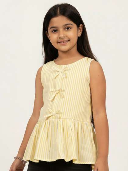 Grit N Groove Girls
                    Striped Round Neck Sleeveless Peplum Tops