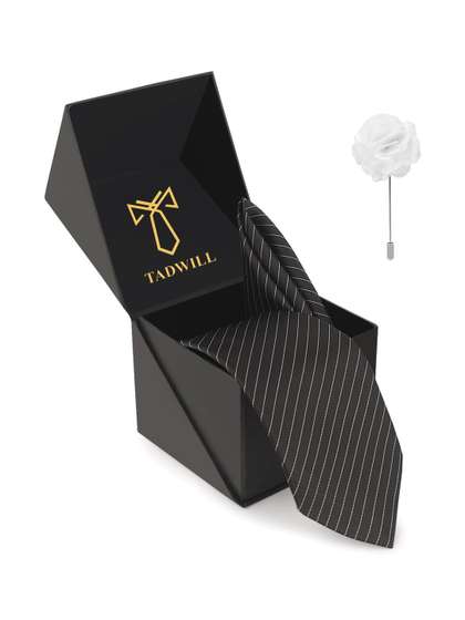 TADWILL Men Accessory
                    Gift Set Of Tie With Lapel Pin & Pocket Square