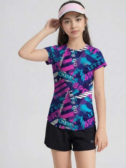 SPORTING NATION Girls
                    Purple Polyester Tshirts