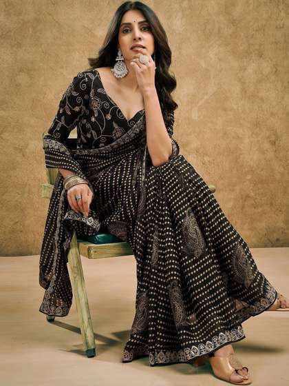 Ethnic Motifs Poly Chiffon Saree