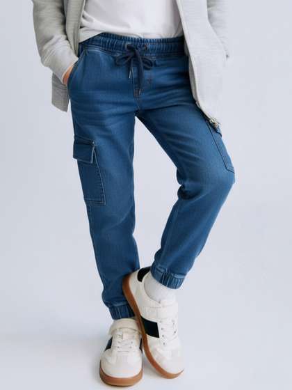 Purple United Kids
                      Boys Mid Blue Denim Jogger Cargo Pocket Comfort
                      Waist Active Wear Jeans