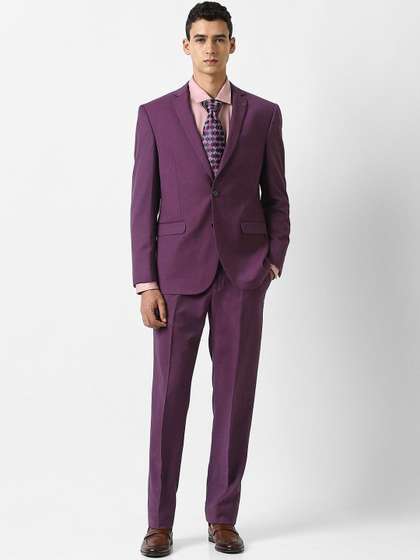 Van Heusen Self
                        Design Tailored Fit Single-Breasted Two-Piece
                        Suits