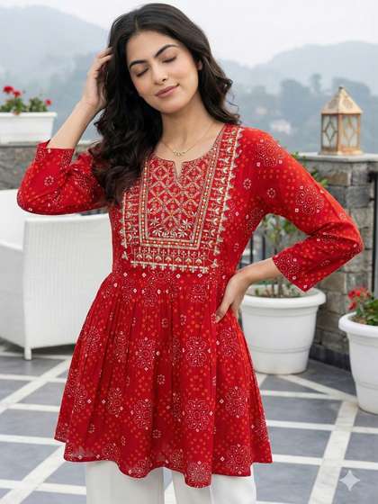Anouk Ethnic Motifs
                        Embroidered Thread Work Pure Cotton Thread Work
                        Empire Kurti
