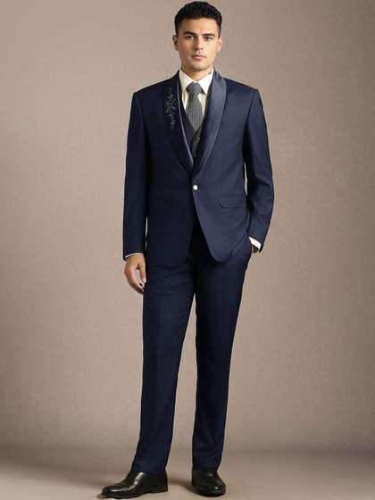 Louis Philippe
                        Embellished Slim Fit Single-Breasted Three-Piece
                        Suits