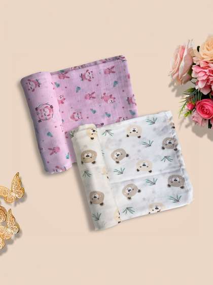 Little Dreams Grow with
                    Style Kids Set Of 2 Printed Muslin Swaddle