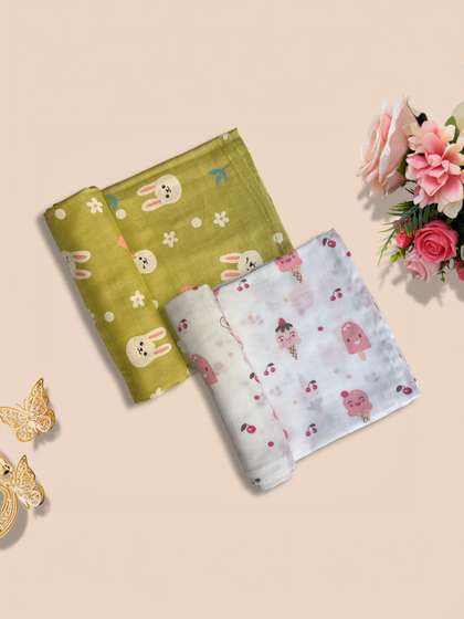 Little Dreams Grow with
                    Style Kids Set Of 2 Printed Muslin Swaddle