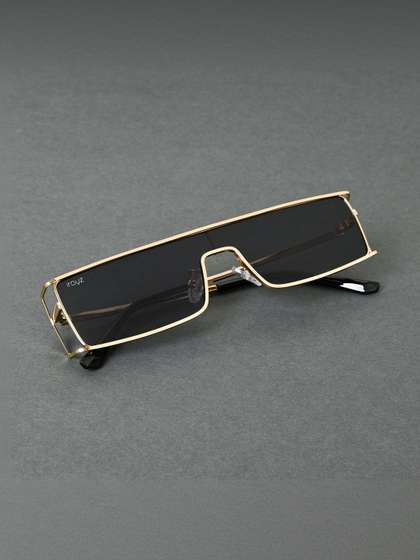 Irayz Unisex Black
                          Lens & Gold-Toned Rectangle Sunglasses
                          with