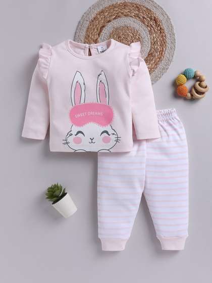 YK X Tinyo Infant
                        Girls Pure Cotton Printed Top & Striped
                        Joggers