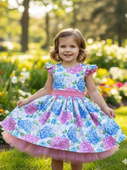 YK Floral Print Net Fit
                    & Flare Dress