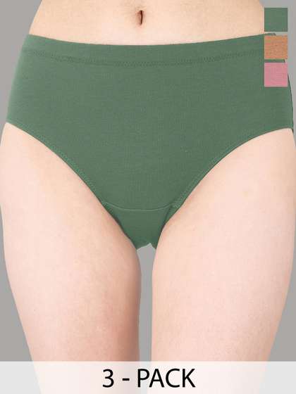 SOIE Pack of 3 Women
                      High Rise Full Coverage Solid Colour Cotton
                      Stretch Hipster Panty