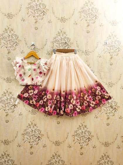 JOVK DESIGN Girls
                    Printed Kalamkari Ready to Wear Lehenga &