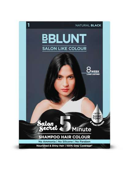BBLUNT Salon Secret 5
                    Minute Shampoo Hair Colour with Keratin 100ml -
                    Natural Black 1