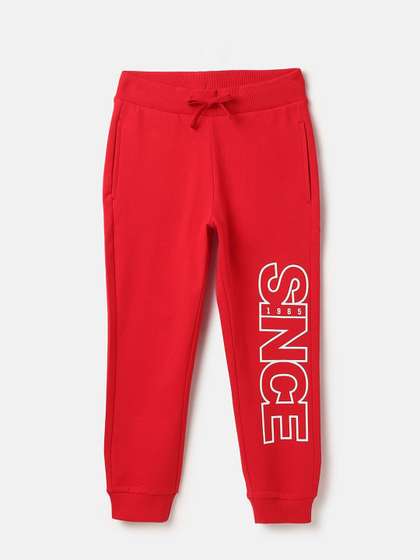 United Colors of
                    Benetton Boys Typography Cotton Joggers Track Pants