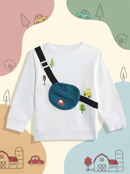 mothercare Boys Printed
                    Pure Cotton Sweatshirt with Applique Detail