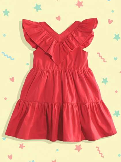 mothercare Girls Tiered
                    Pure Cotton Dress with Ruffles