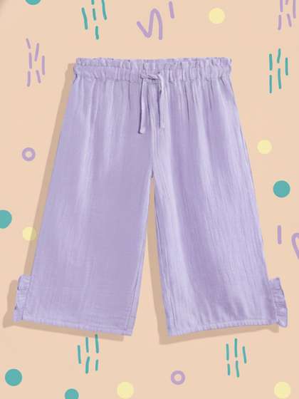 mothercare Girls Pure
                    Cotton Parallel Trousers with Ruffles