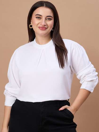 Style Quotient Plus
                        Size Women Puff Sleeve White Top