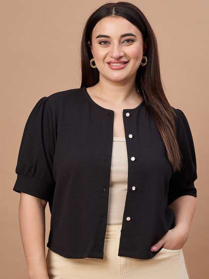 Style Quotient Plus
                        Size Women Puff Sleeve Solid Top