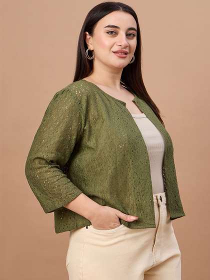 Style Quotient Plus
                        Size Women Self design Crop casual Shrug
