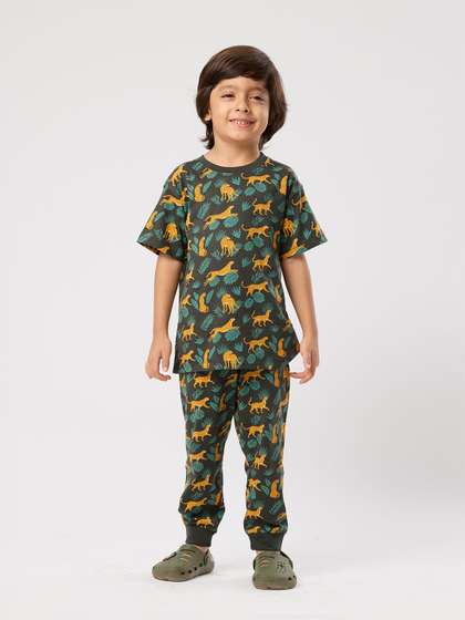 Orange Sugar Unisex Kids
                    Animal Printed Comfort Night Suits