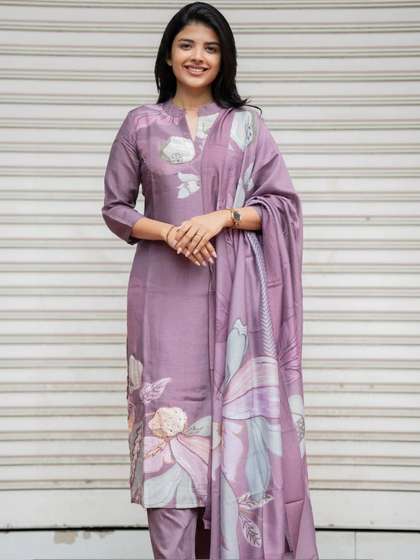 Sun Fashion And
                        Lifestyle Women Floral Printed Regular Kurta
                        with Trousers & With Dupatta