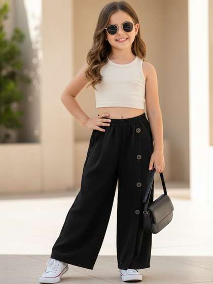 Cutiekins Girls Solid
                      Mid-Rise Regular-Fit Trousers