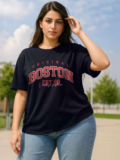JUNEBERRY Women
                        Printed Pure Cotton T-shirt