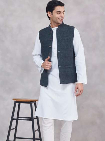 Fabindia Mandarin
                          Collared Nehru Jackets