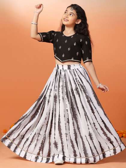 Sangria Girls
                        Embroidered Round Neck Flared Lehenga Choli