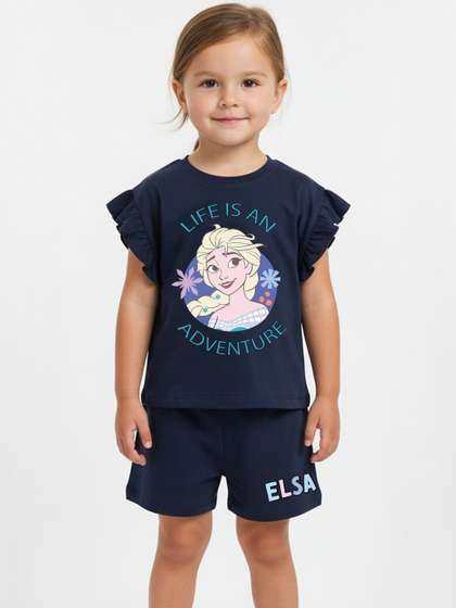 YK Disney Girls
                      Printed T-shirt with Shorts
