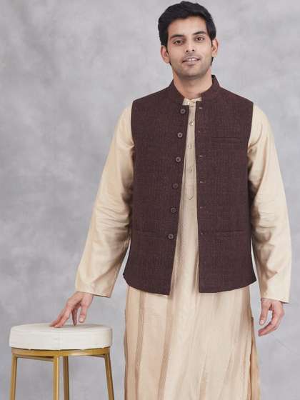 Fabindia Mandarin
                        Collared Nehru Jackets