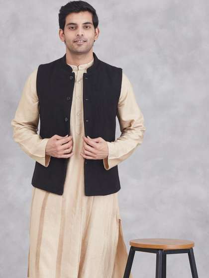 Fabindia Mandarin
                        Collared Nehru Jackets