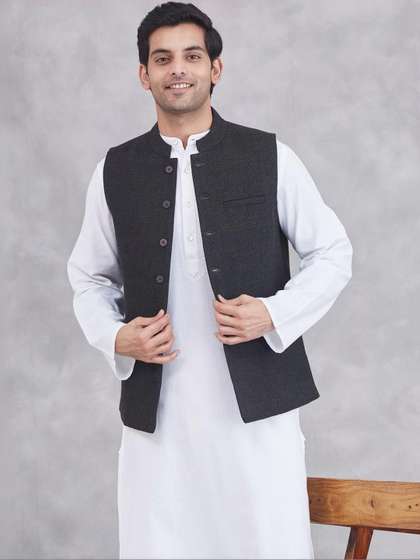 Fabindia
                        Woven-Designed Wool Nehru Jacket