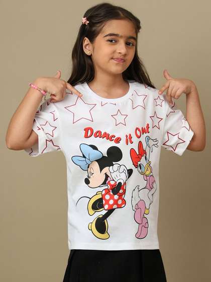 Kids Ville Girls Mickey
                    & Friends Printed Pure Cotton Relaxed Fit
                    Tshirts