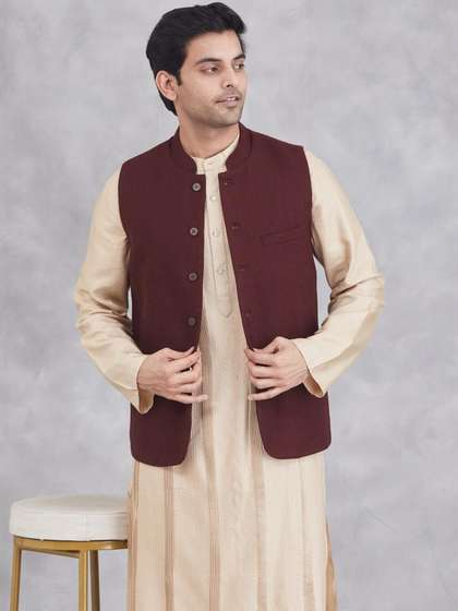 Fabindia Mandarin
                        Collared Nehru Jackets