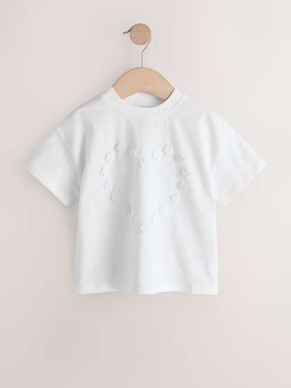 NEXT Girls Pure Cotton
                    Floral Applique T-shirt