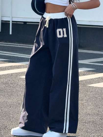 BAESD Girls Printed
                    Relaxed Loose Fit Trousers