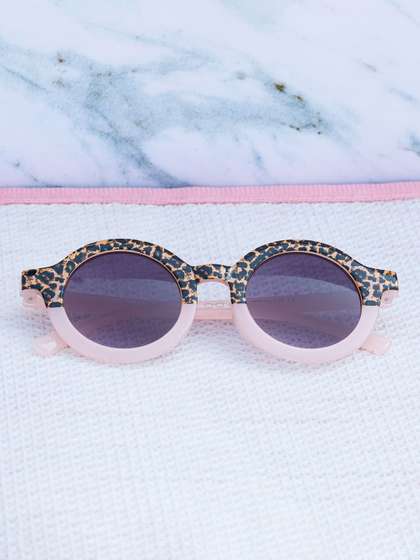 DukieKooky Unisex Kids
                    Grey Lens & Pink Round Sunglasses with