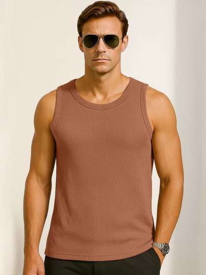 RuledBySun Textured
                        Scoop Neck Tank Innerwear Vests
