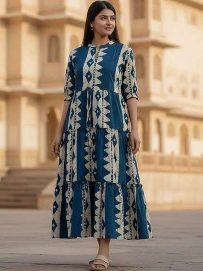 SATITHA Women Floral
                        Printed Block Print Anarkali Kurta