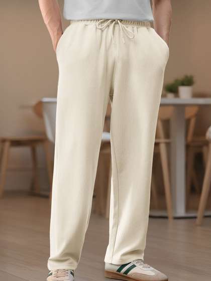 NOBERO Men Pure Cotton
                      Straight Fit Mid-Rise Joggers