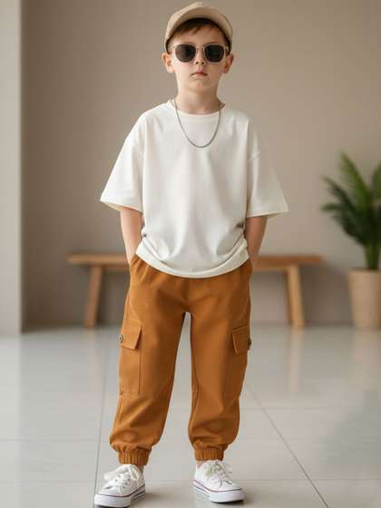 Cutiekins Boys Solid
                    Mid-Rise Regular-Fit Cargo Pants