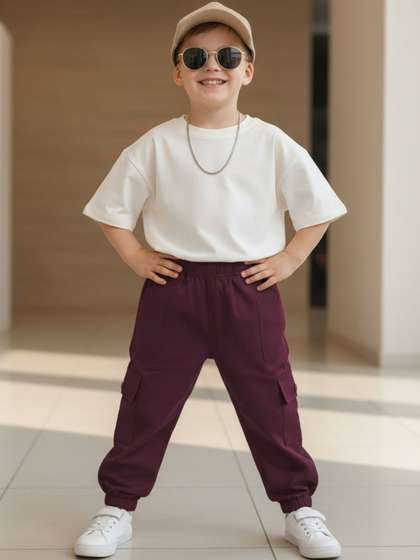 Cutiekins Boys Solid
                      Mid-Rise Regular-Fit Cargo Pants