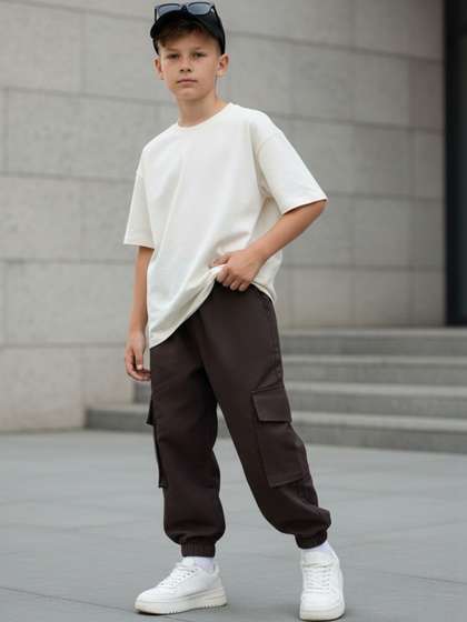 Cutiekins Boys Solid
                    Mid-Rise Regular-Fit Cargo Pants