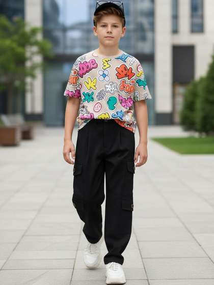Cutiekins Boys Solid
                    Mid-Rise Regular-Fit Cargo Pants