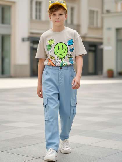 Cutiekins Boys Solid
                    Mid-Rise Regular-Fit Cargo Pants